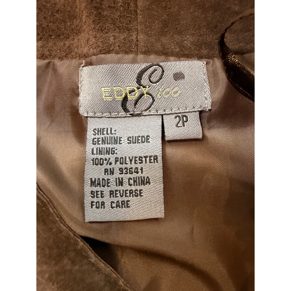 Women's Eddy & Co Chocolate Brown Genuine Suede Pencil Skirt 2P Quiet Luxury Y2K